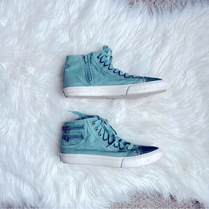 Blowfish Malibu High Top Canvas Sneakers Casual Teal Green Size 7